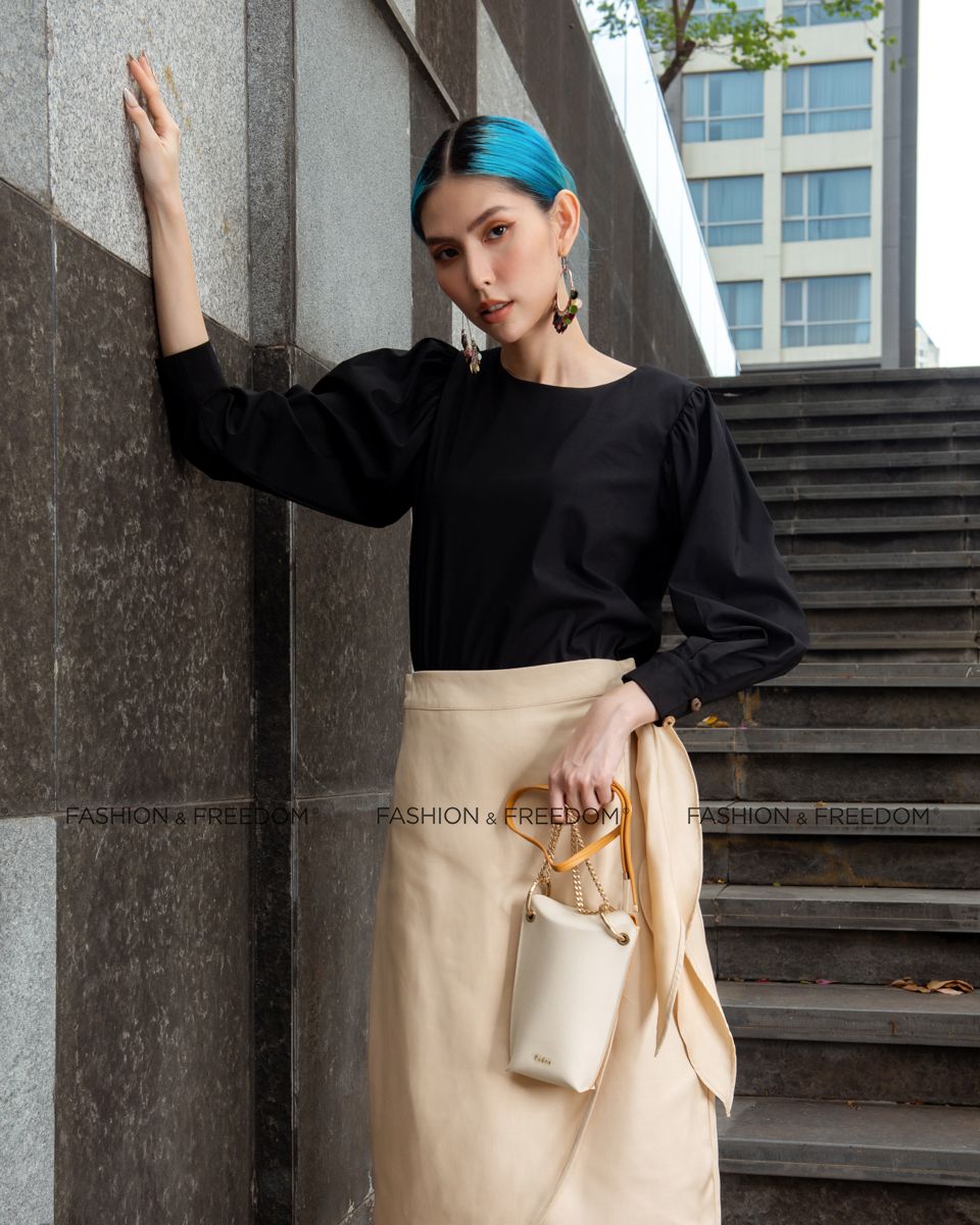 Áo Kiểu Linen Đen City Girls