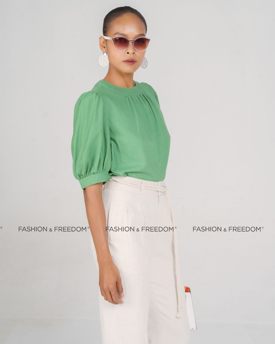 Áo Kiểu Linen Xanh Lá New Linen New Horizon