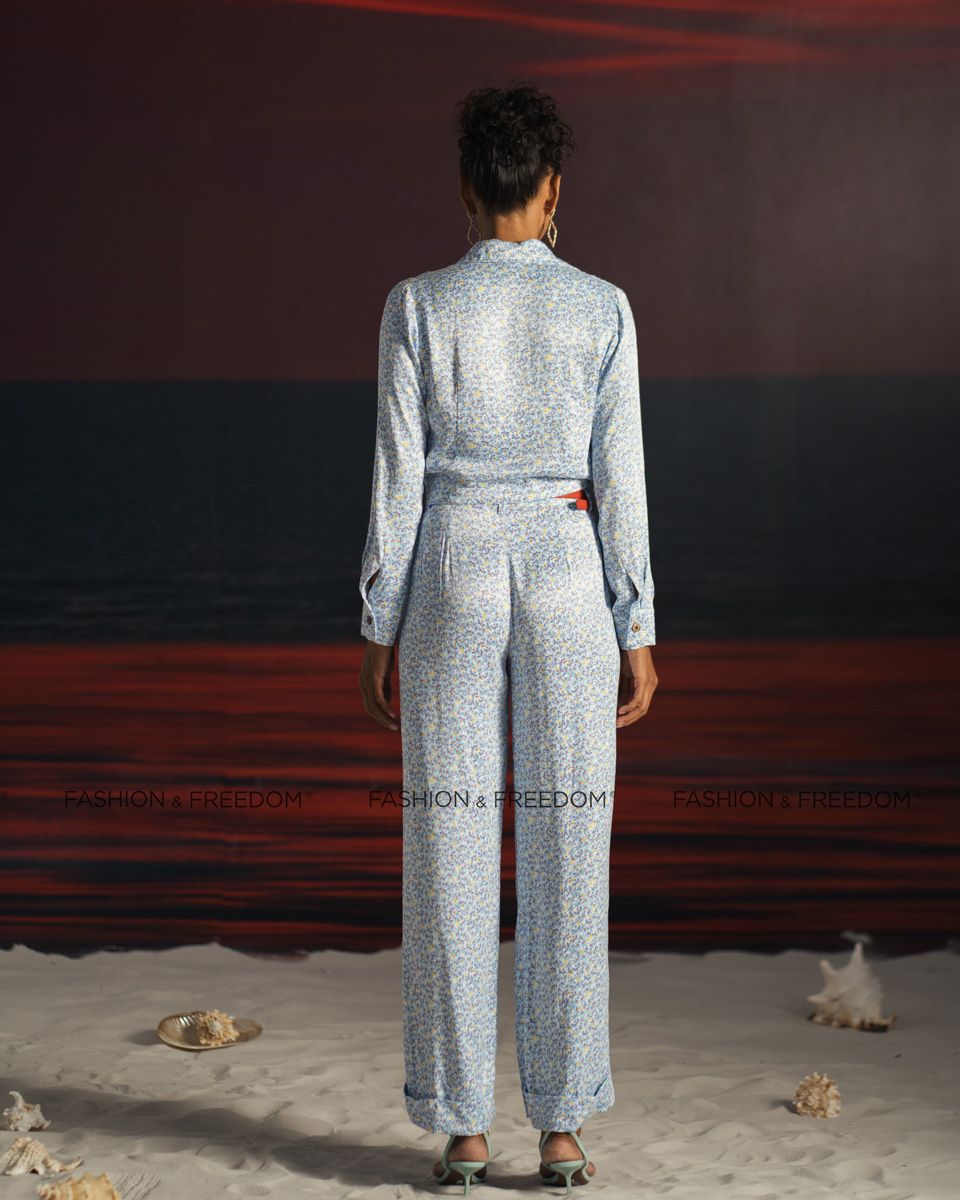 Áo Kiểu Lụa Xanh Summer Get Away