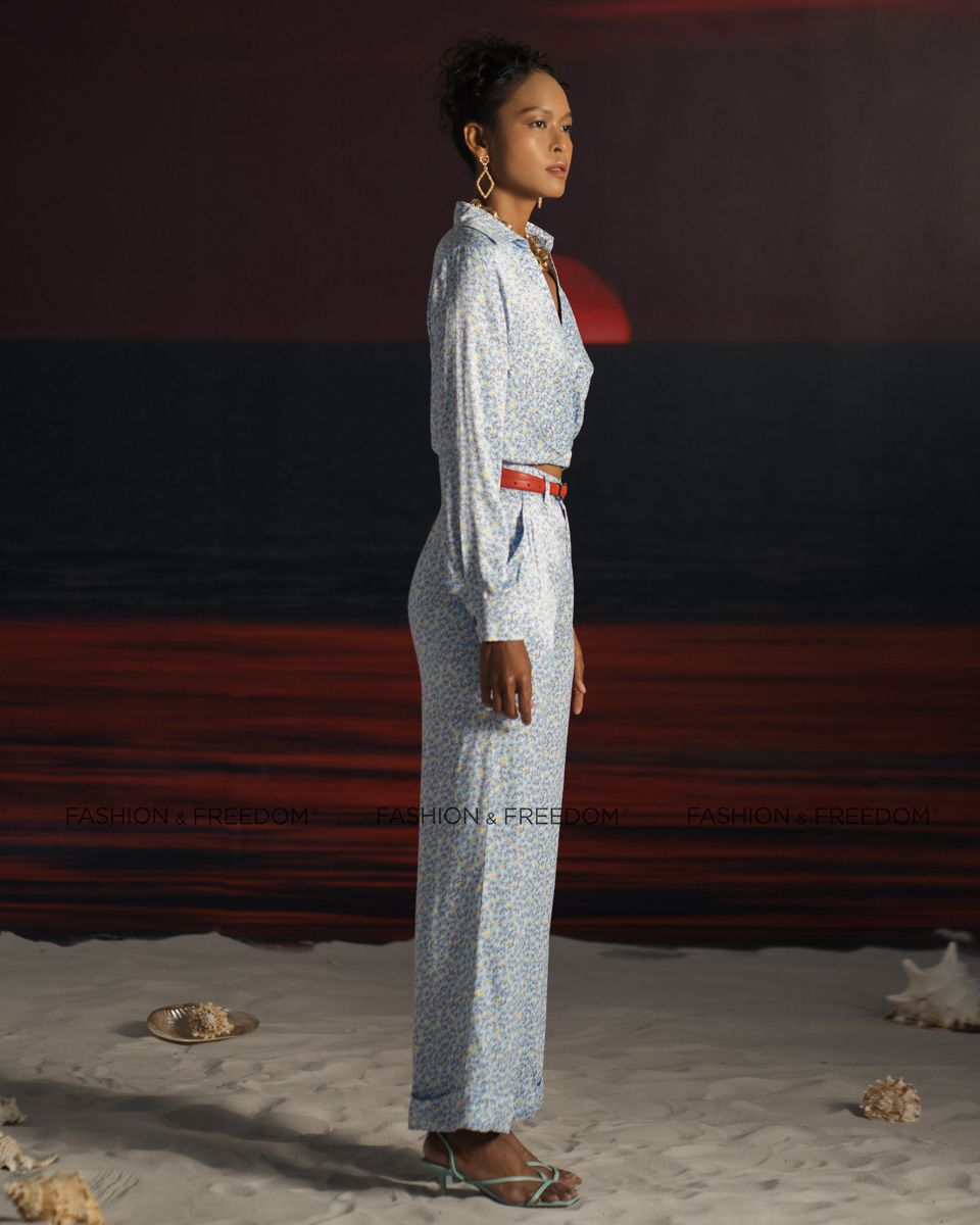 Áo Kiểu Lụa Xanh Summer Get Away