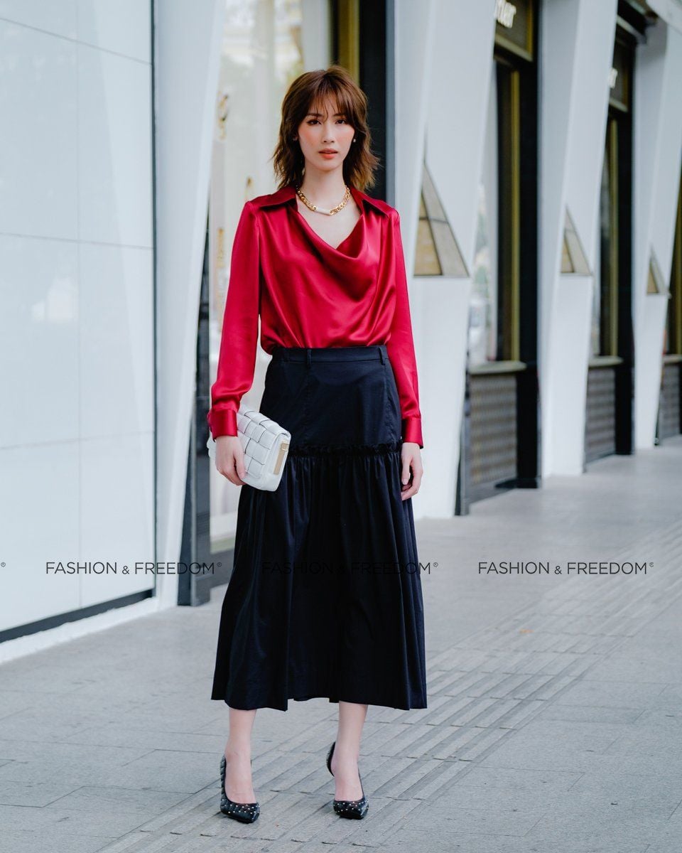 Áo Lụa Đỏ Đô Hương Mùa Hè