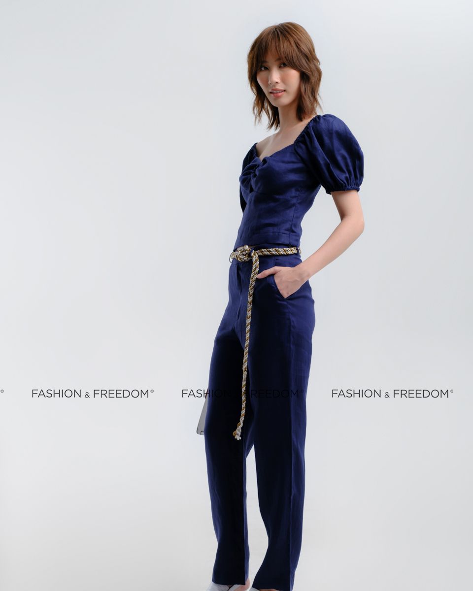 Áo Kiểu Linen Xanh Đen Hương Mùa Hè