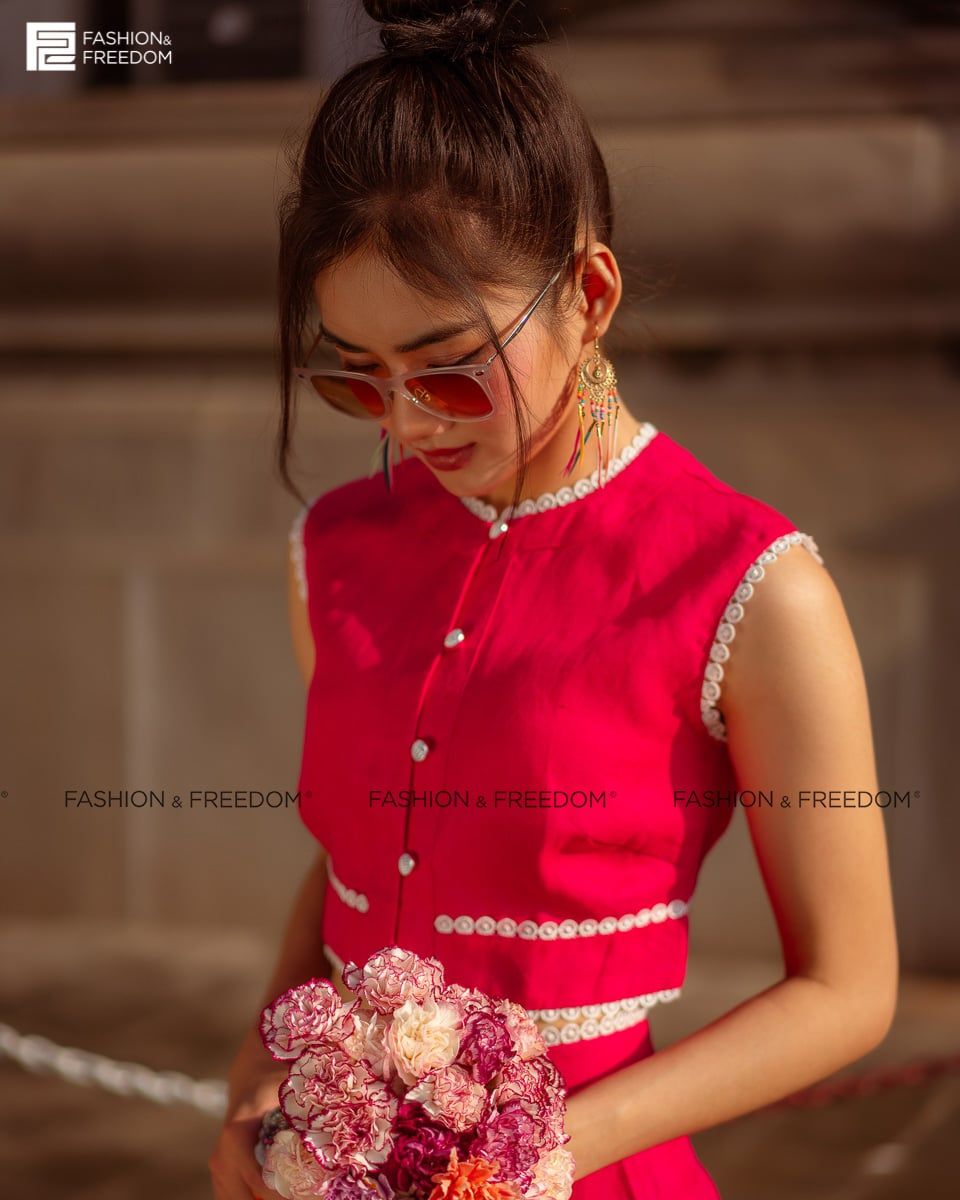 Áo Kiểu Linen Hồng Sen Fall Muse