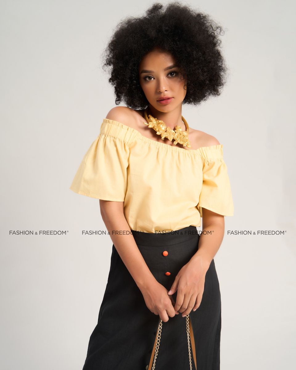 Áo Kiểu Nữ Linen Vàng Sắc Màu Tự Do