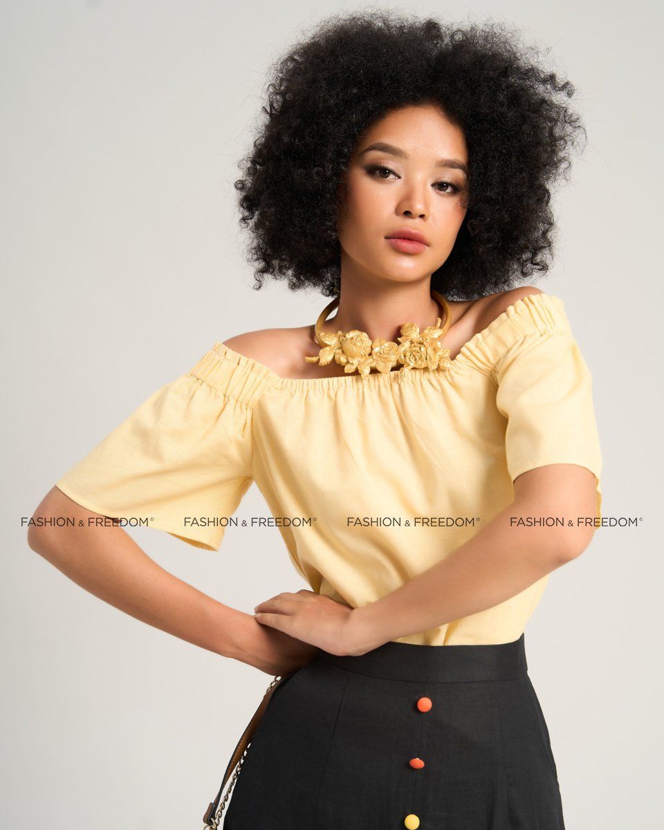 Áo Kiểu Nữ Linen Vàng Sắc Màu Tự Do