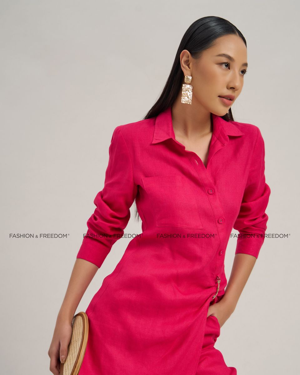 Áo Kiểu Linen Hồng Sen Autumn Charm