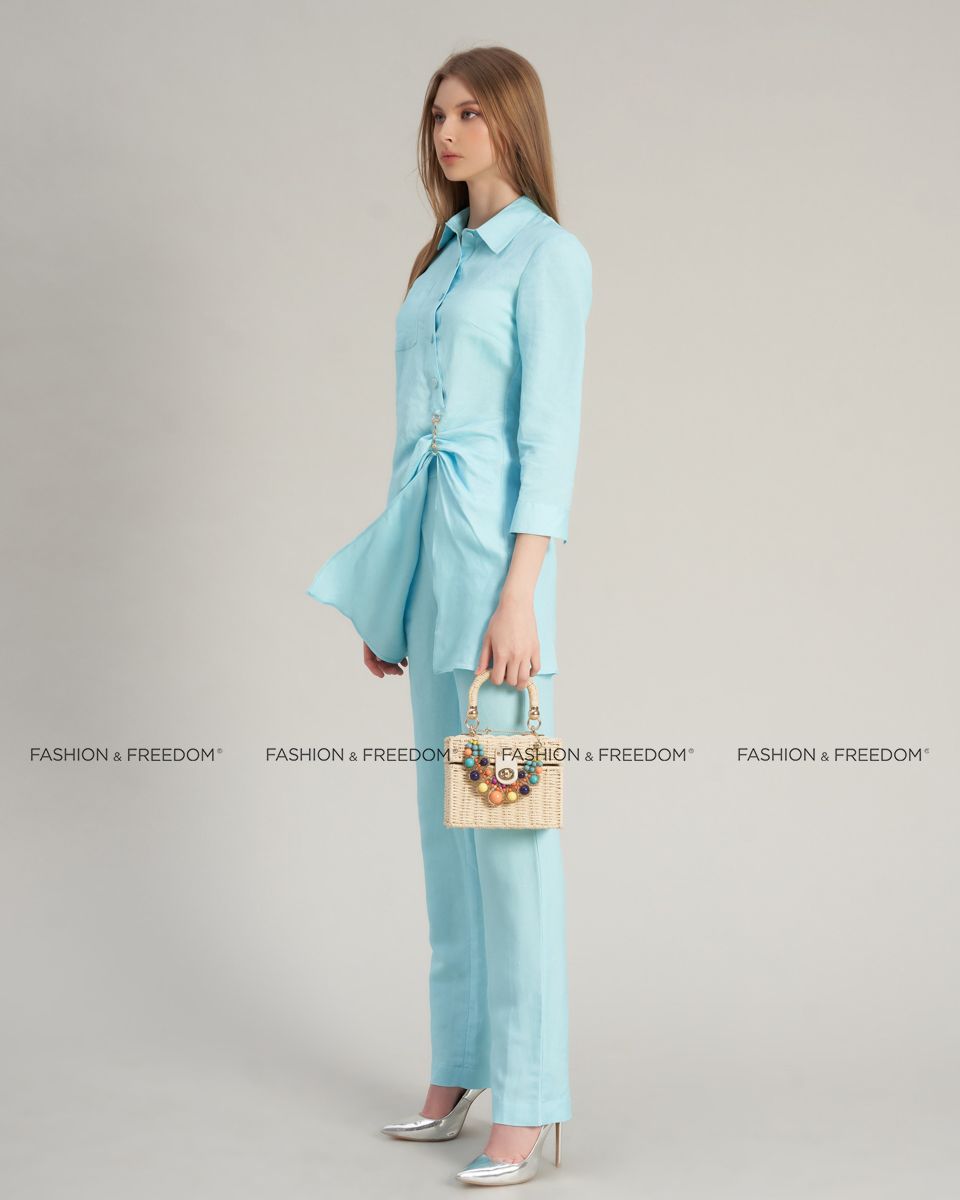 Áo Kiểu Linen Nữ Xanh Thiên Thanh Hello New Day