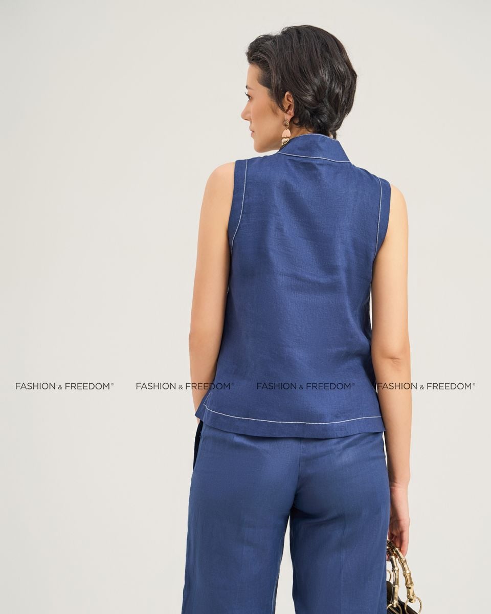 Áo Kiểu Linen Xanh Đen