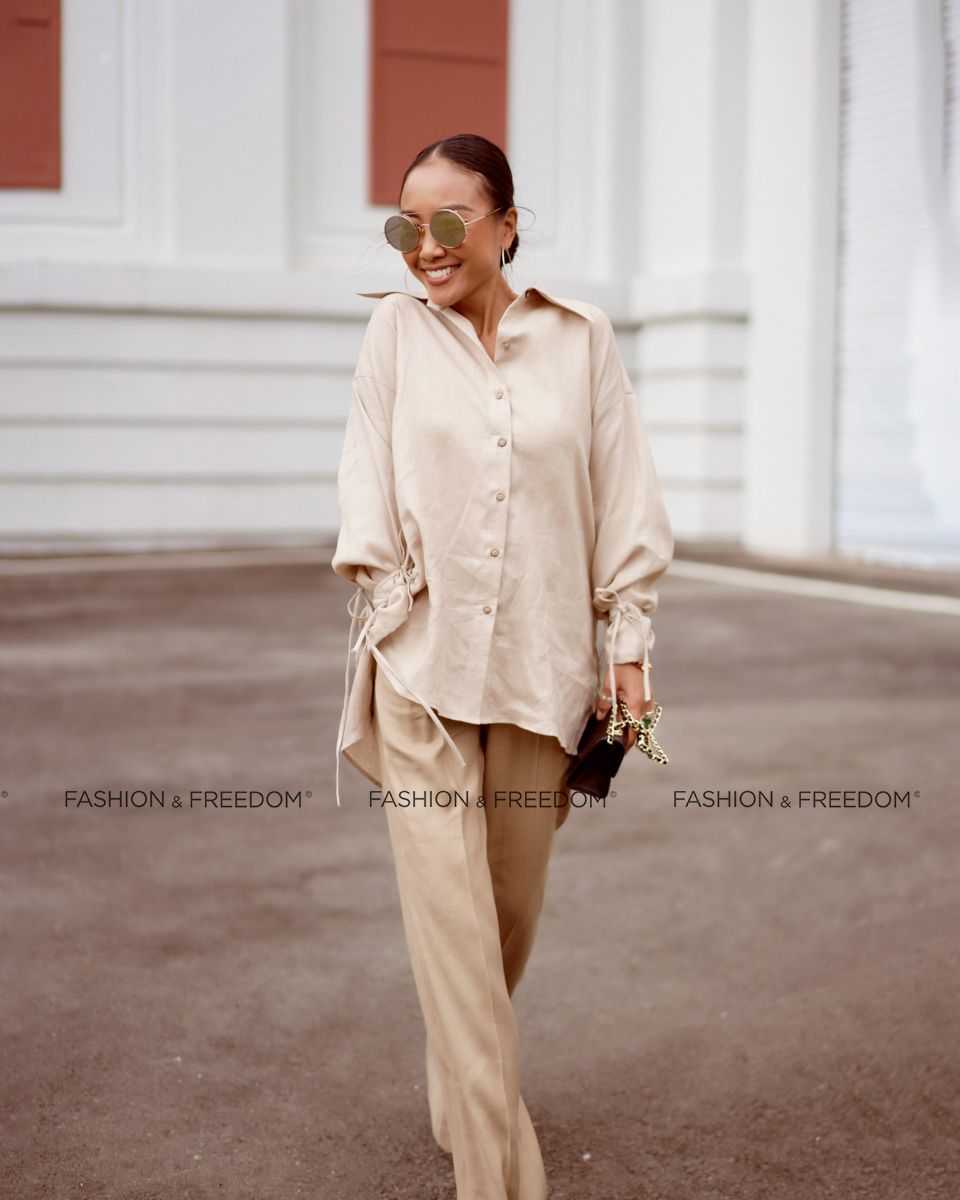 Áo Kiểu Linen Kem Chocolate Fall In Love