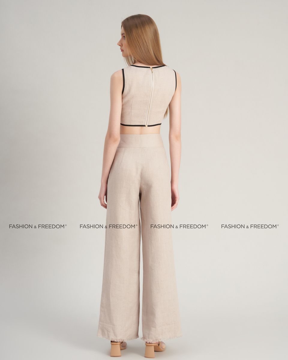 Quần Dài Linen Nữ Kem Hello New Day