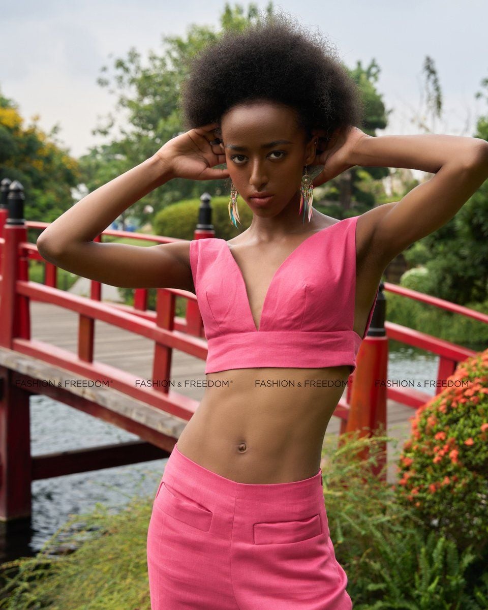 Áo Kiểu Linen Nữ Hồng Sen