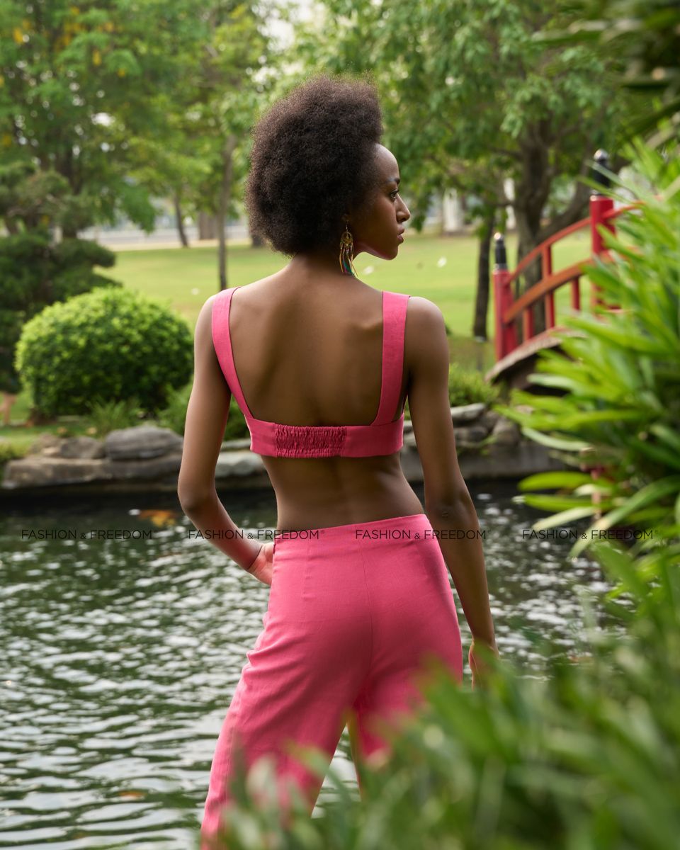 Quần Dài Linen Nữ hồng Sen