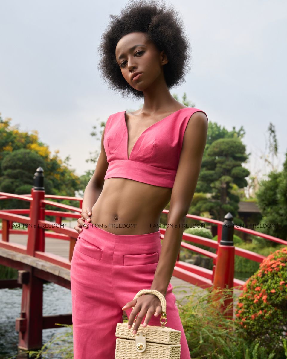 Áo Kiểu Linen Nữ Hồng Sen