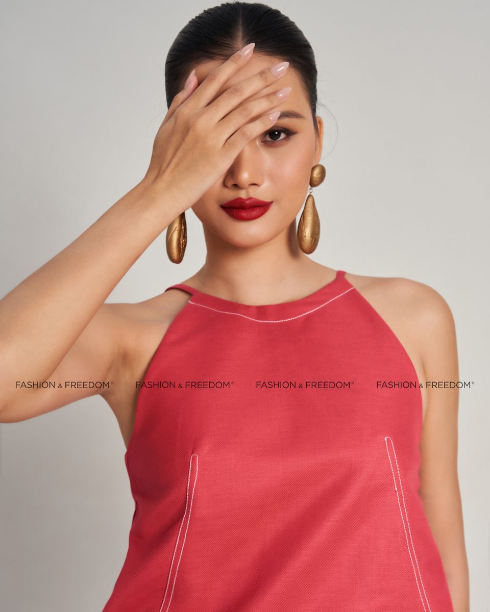 Áo Kiểu Nữ Linen Đỏ Hồng Golden Girl