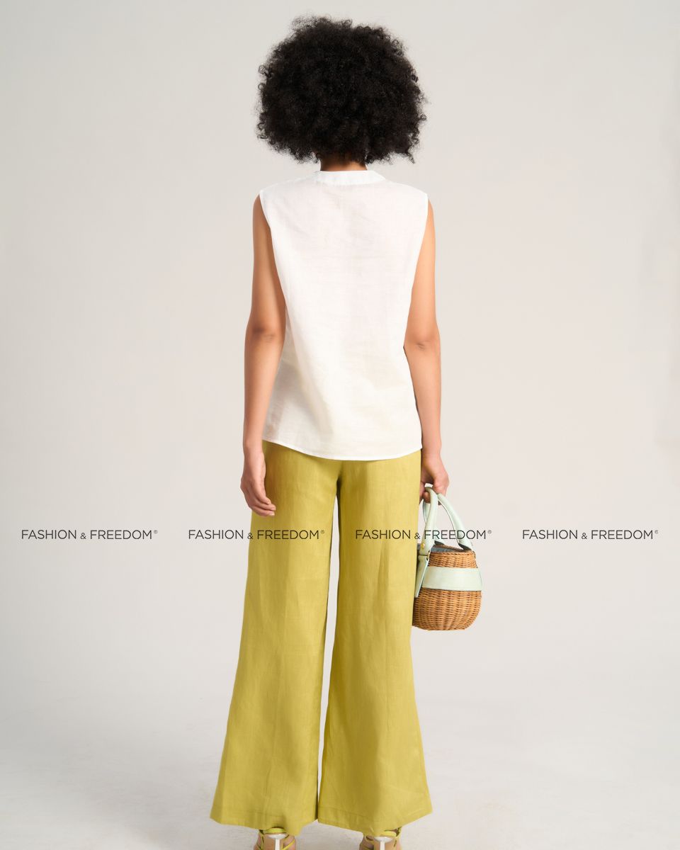 Áo Kiểu Linen Nữ Trắng Sắc Màu Tự Do