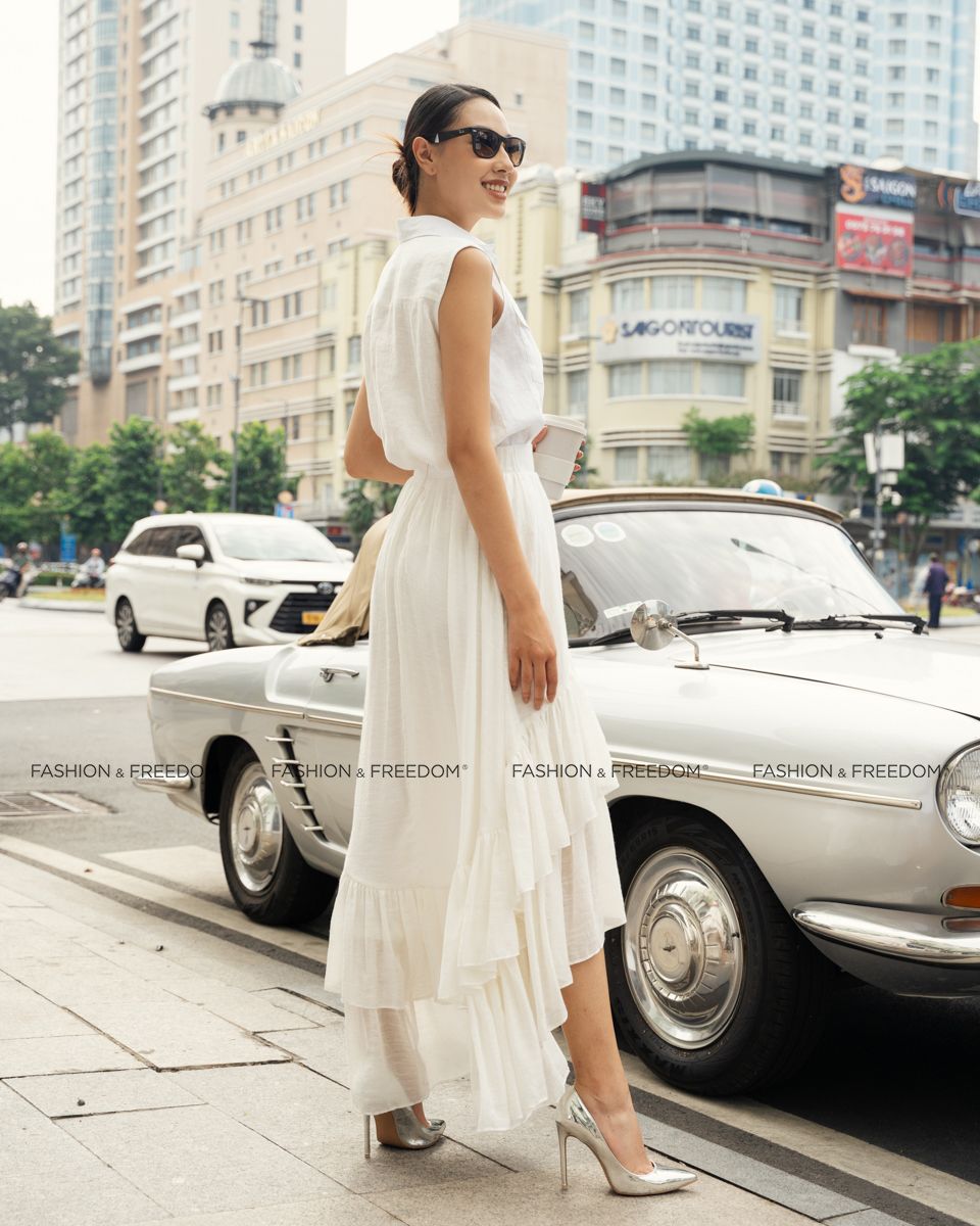 Chân Váy Nữ Linen Trắng De Soleil