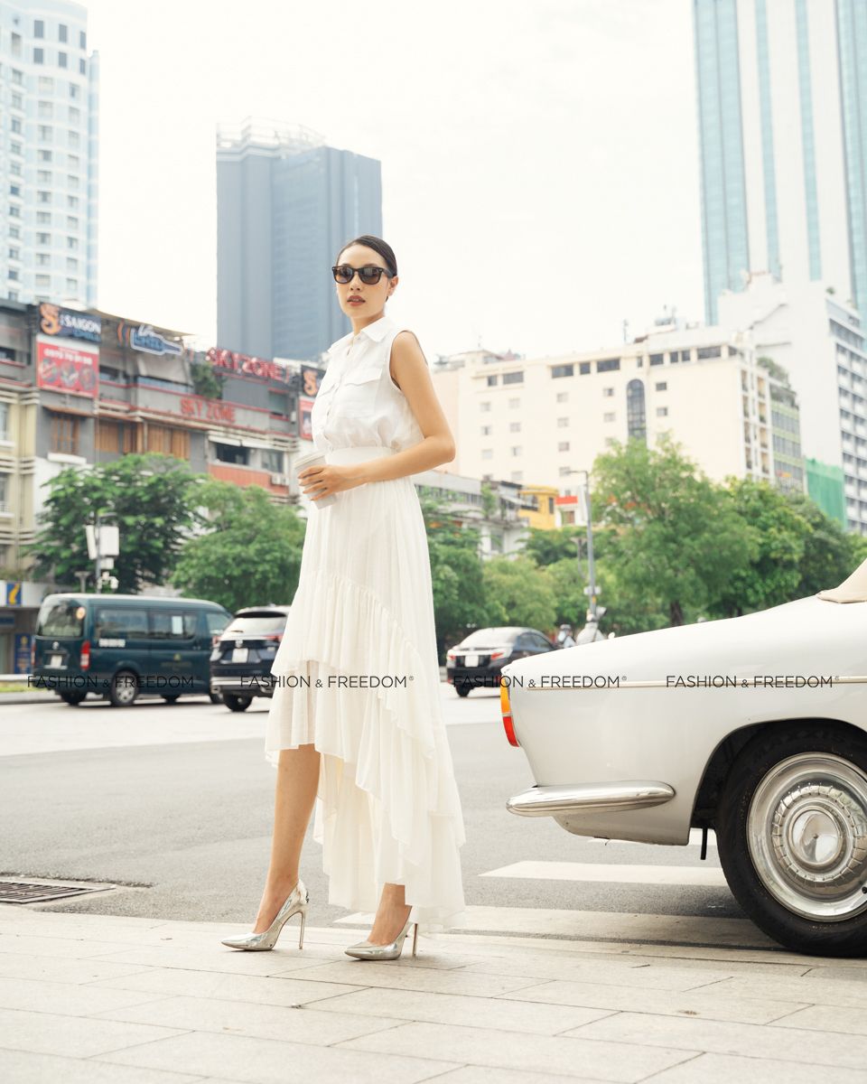 Chân Váy Nữ Linen Trắng De Soleil