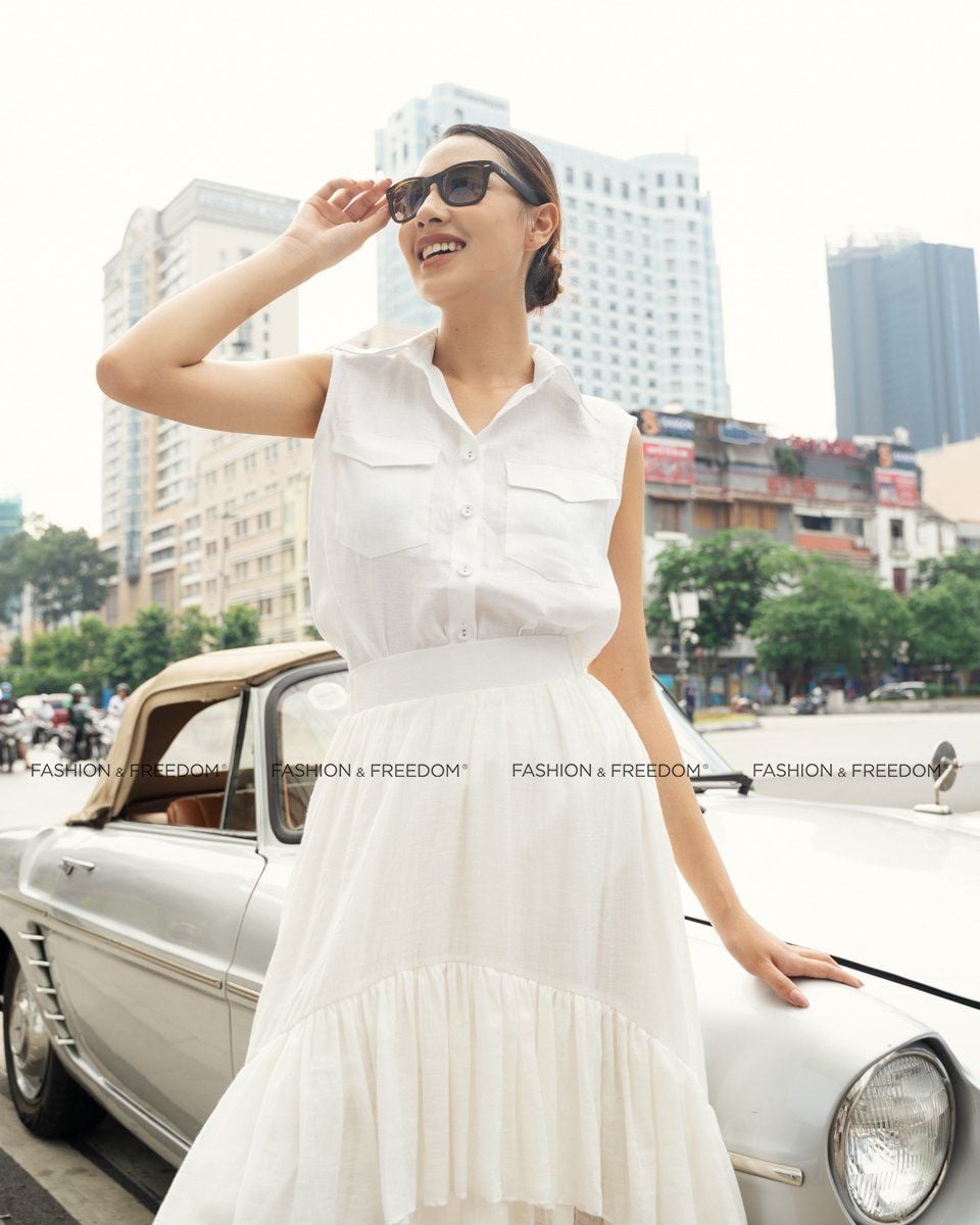 Áo Kiểu Nữ Linen Trắng Sắc Màu Tự Do