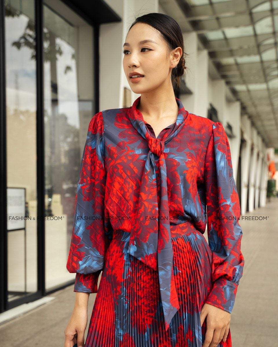 Áo Kiểu Nữ Lụa Đỏ Sắc Màu Tự Do