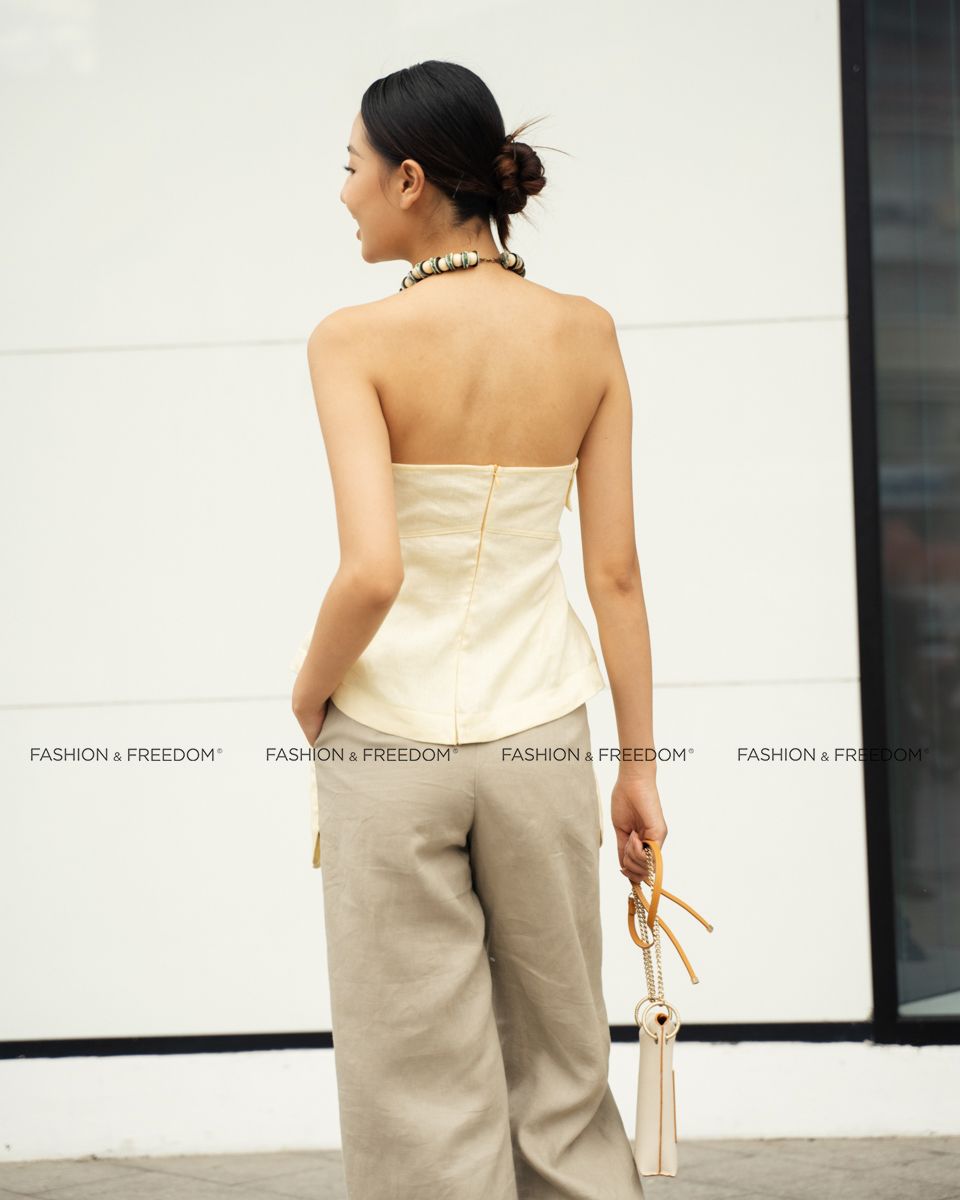 Áo Kiểu Nữ Linen Vàng Nhạt Sắc Màu Tự Do