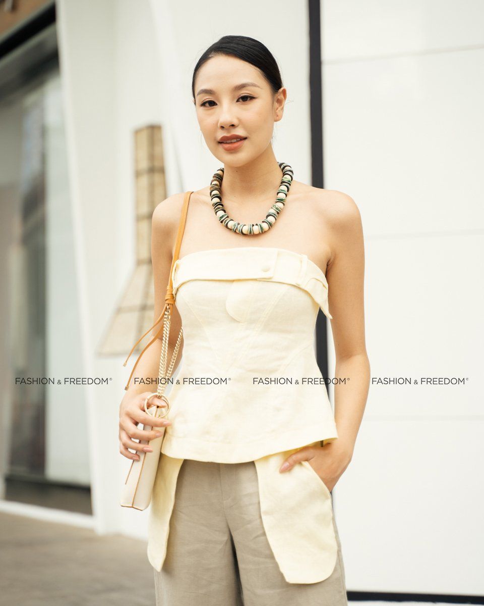 Áo Kiểu Nữ Linen Vàng Nhạt Sắc Màu Tự Do