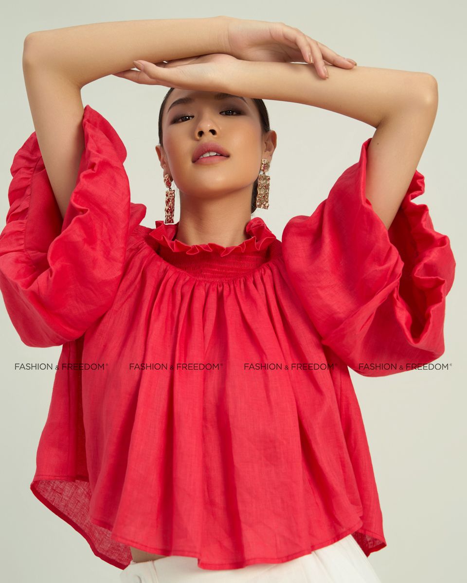 Áo Kiểu Nữ Linen Đỏ Hồng The Art Of Styling