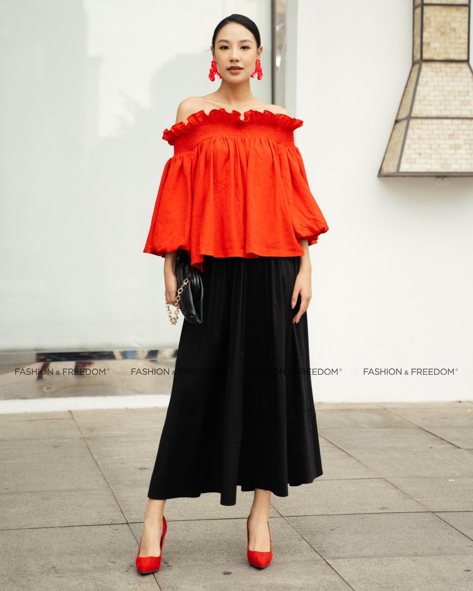 Áo Kiểu Nữ Linen Đỏ Sắc Màu Tự Do