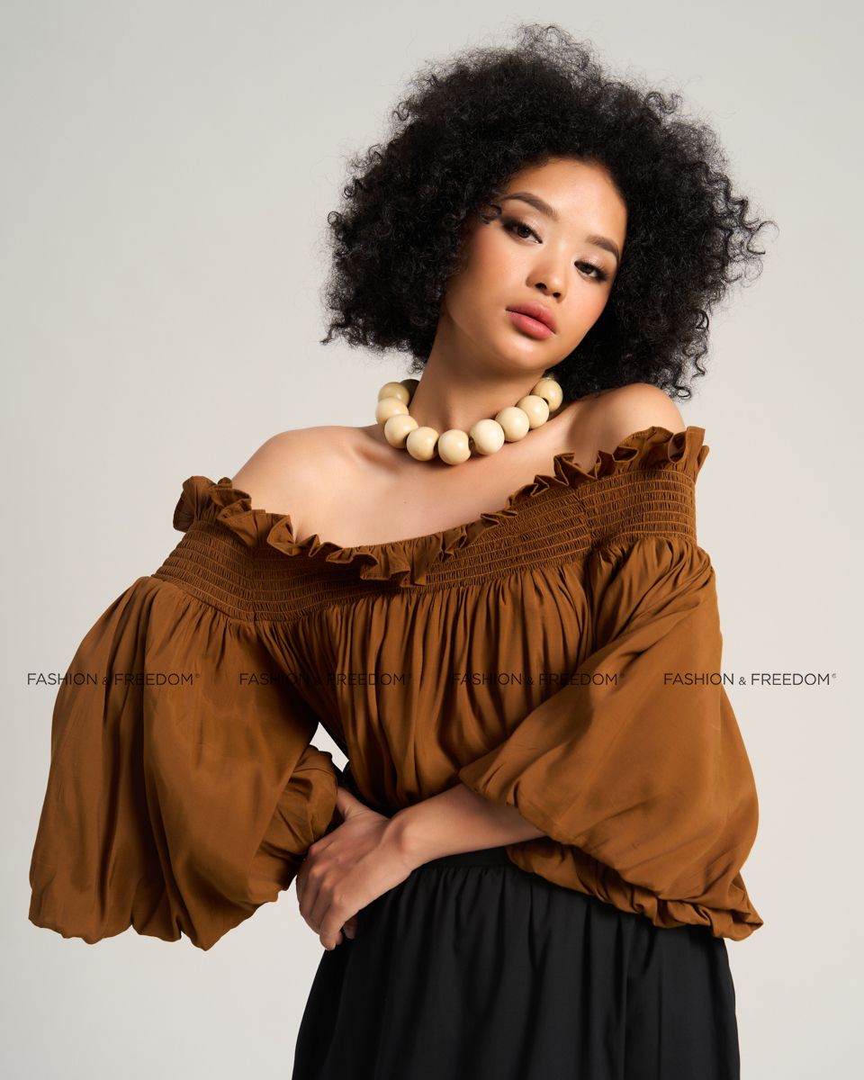 Áo Kiểu Nữ Linen Nâu Sắc Màu Tự Do