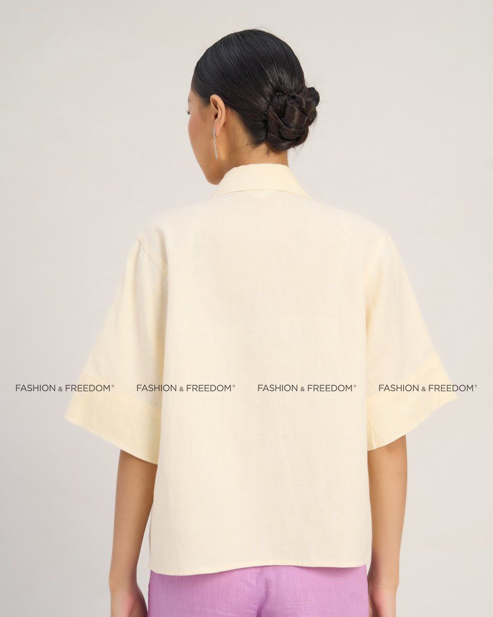 Áo Sơ Mi Linen Nữ Vàng The  Art Of Styling