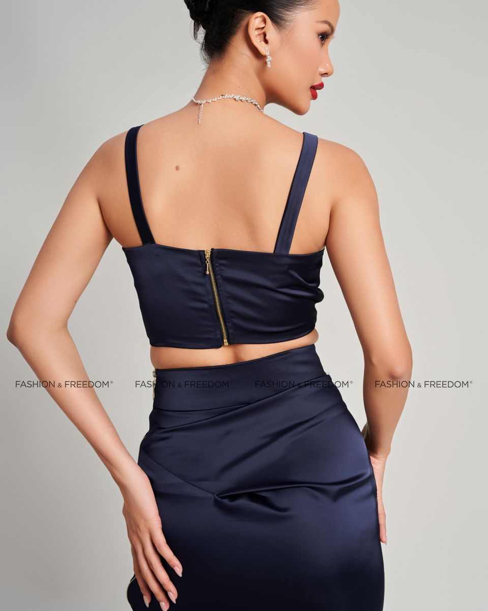 Áo Lụa Nữ Xanh Đen Golden Girl