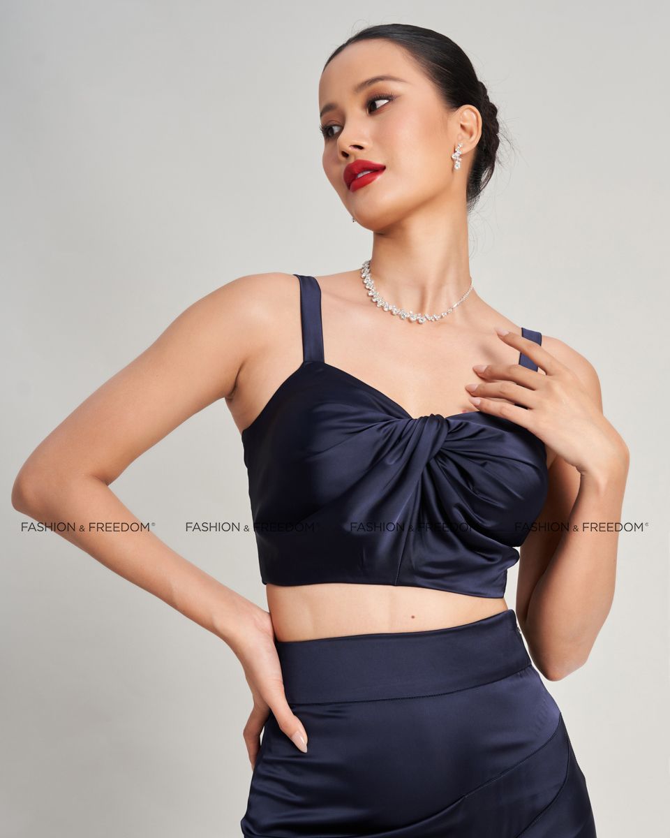 Áo Lụa Nữ Xanh Đen Golden Girl