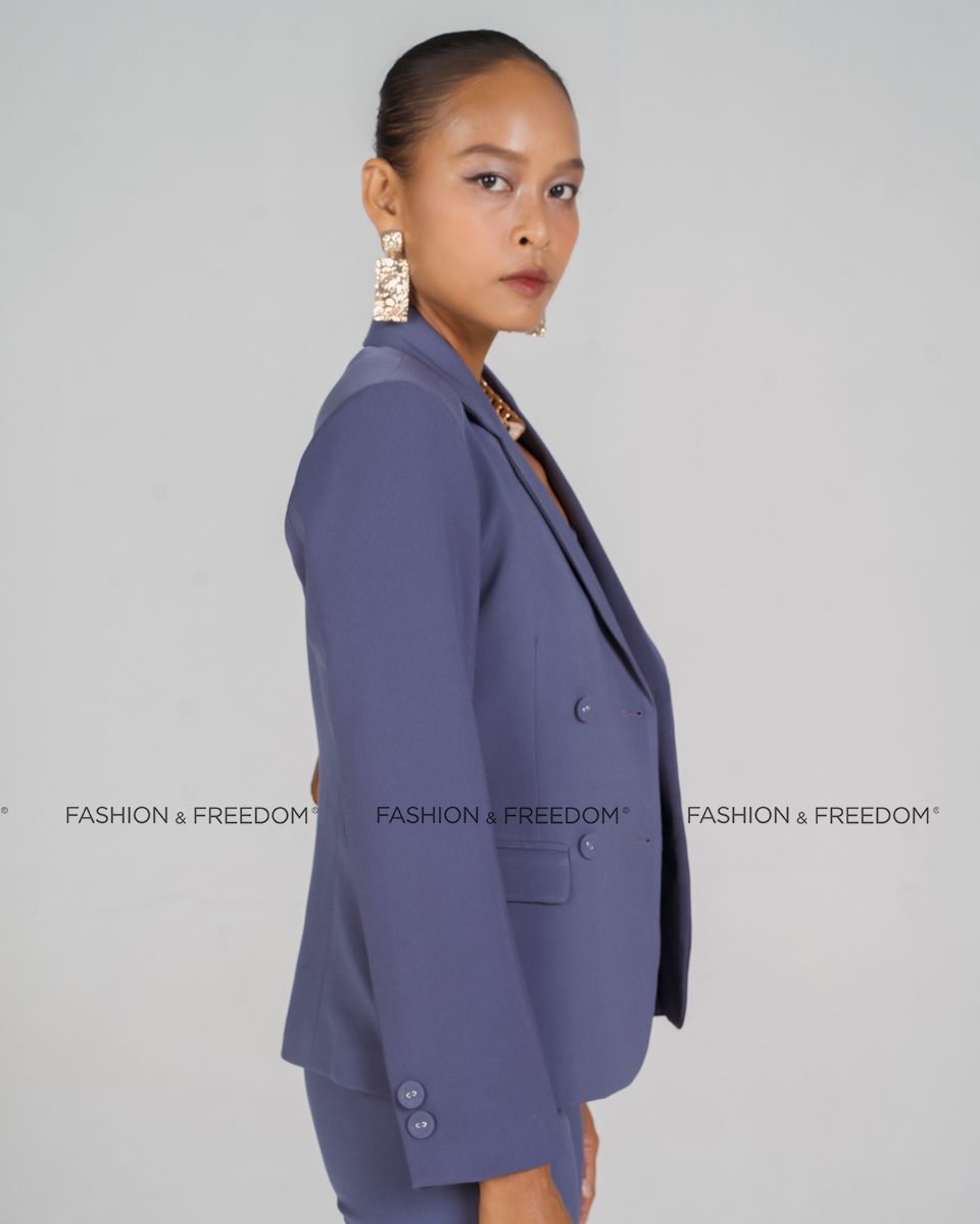 Áo Vest Lụa Viscose Xanh Tím New Linen New Horizon