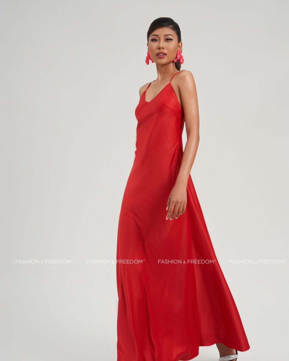 Đầm Lụa Đỏ City Girl