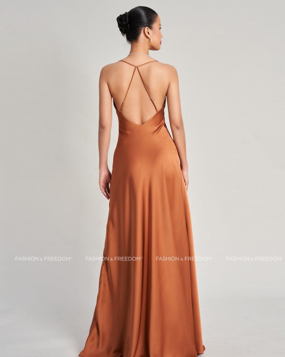 Đầm Lụa Nâu Golden Girl