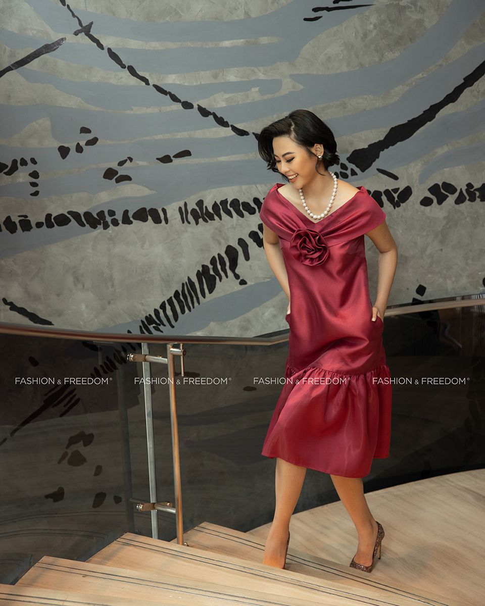 Đầm gấm Đỏ Queen of the night