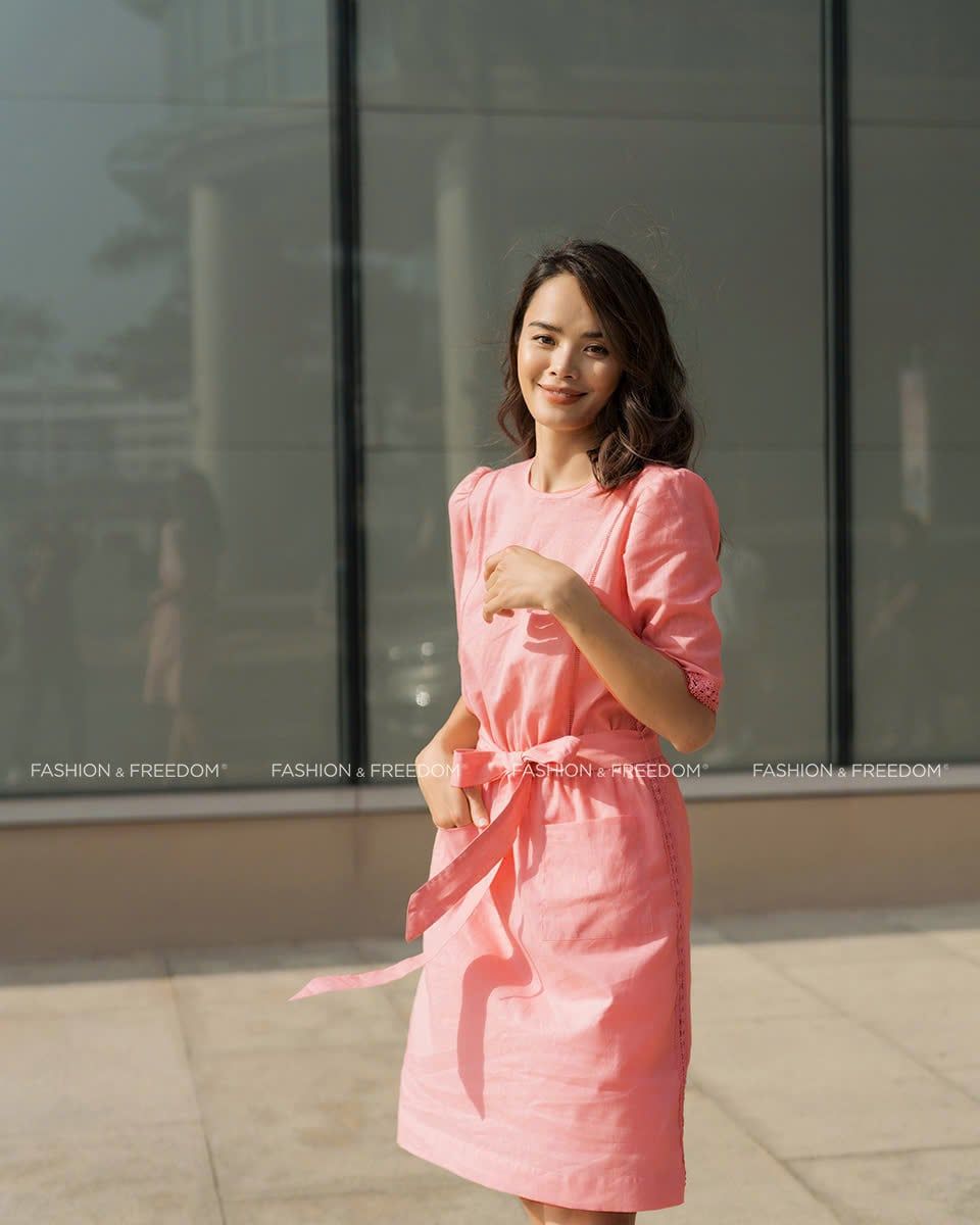Đầm Linen Hồng