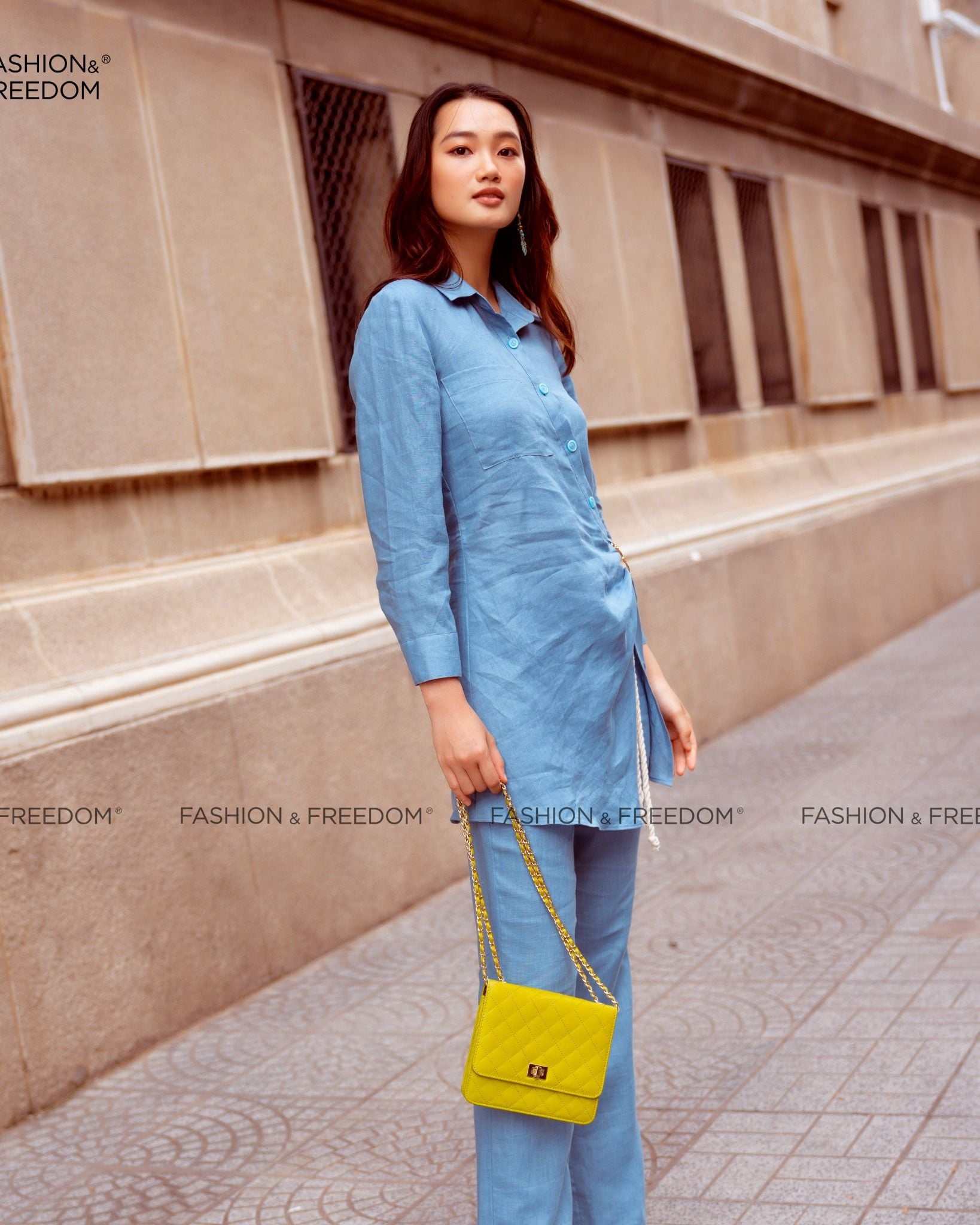 Quần Dài Linen Xanh Biển Autumn Charm