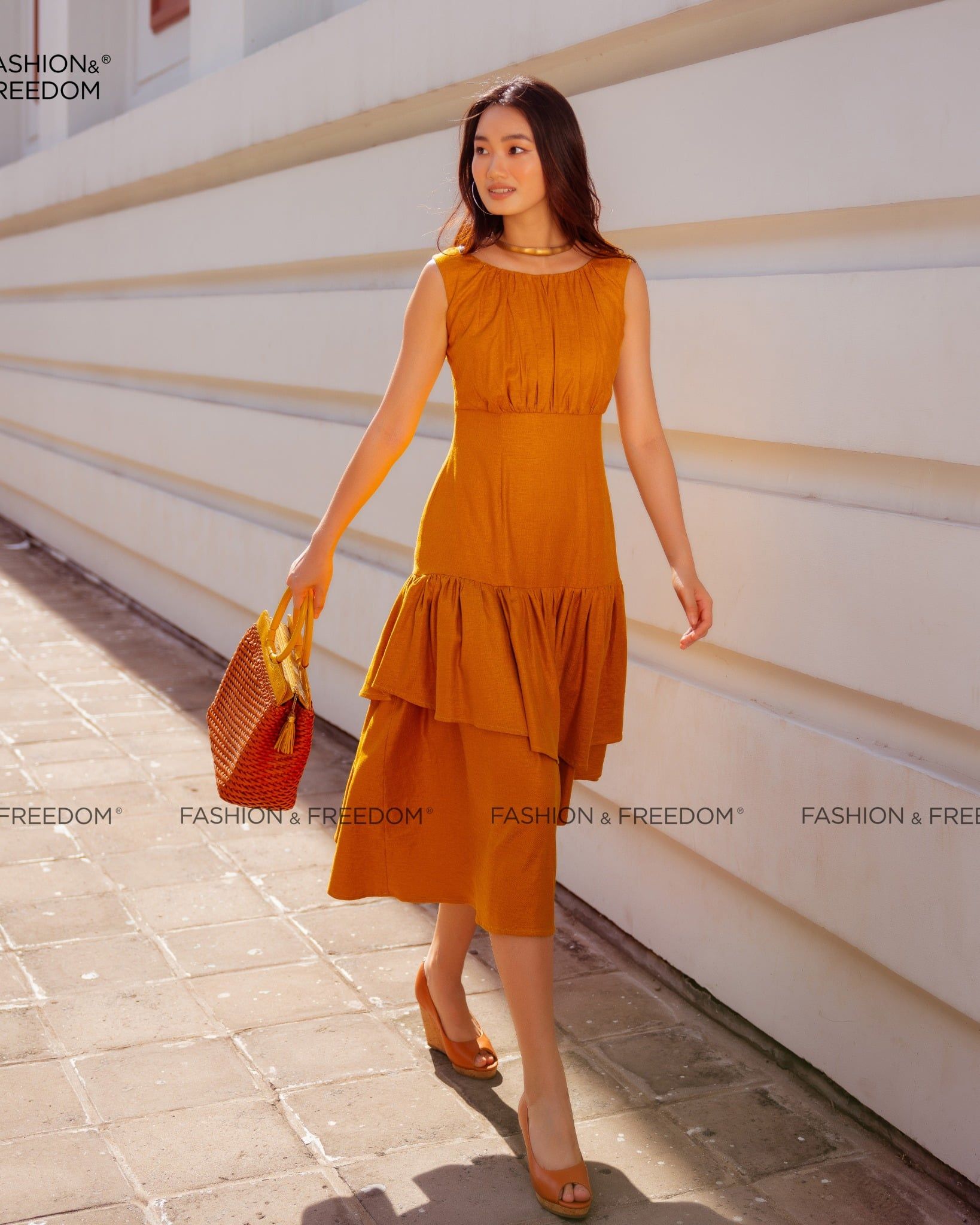 Đầm Linen Vàng Nghệ Autumn Charm