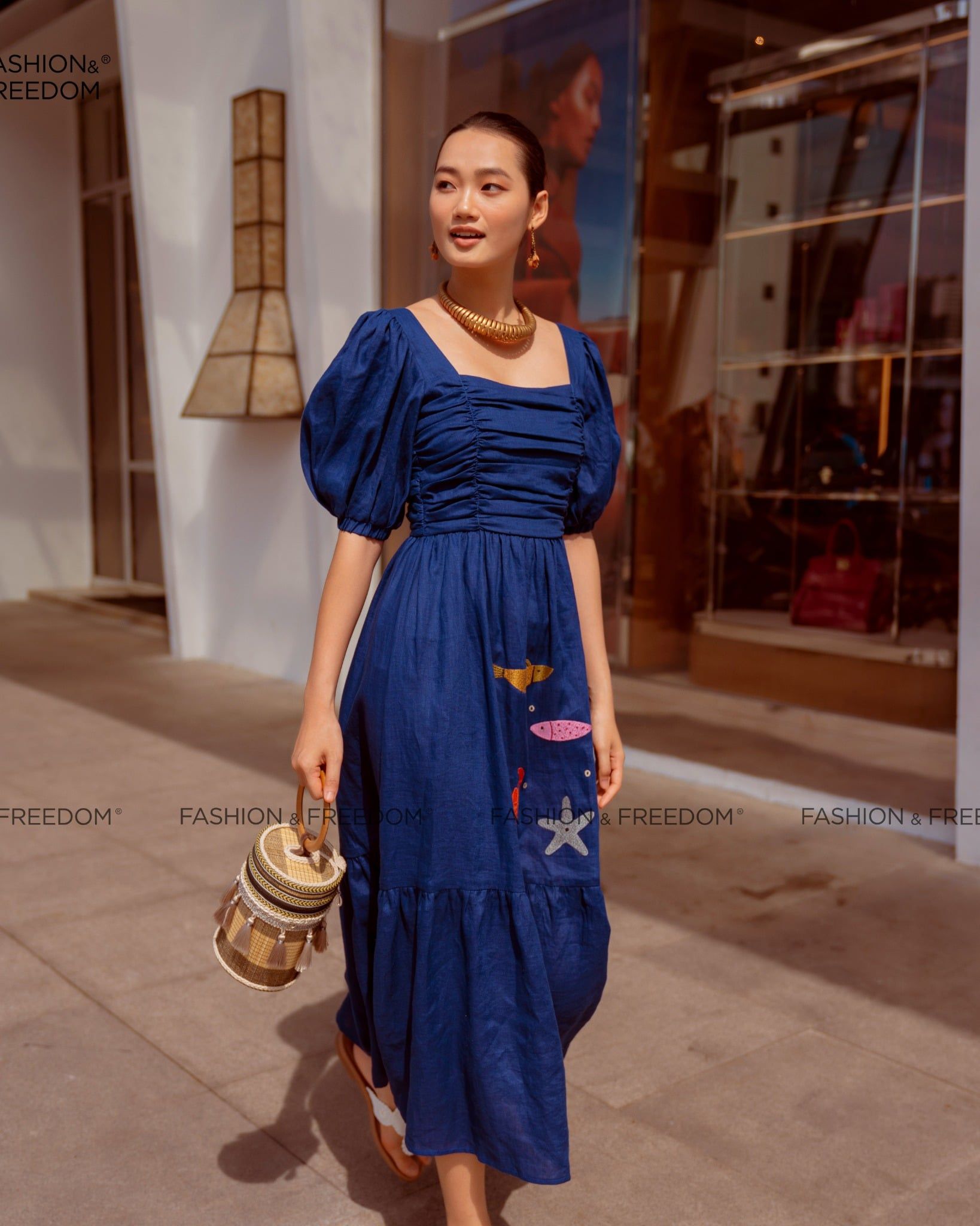 Đầm Linen Xanh Autumn Charm