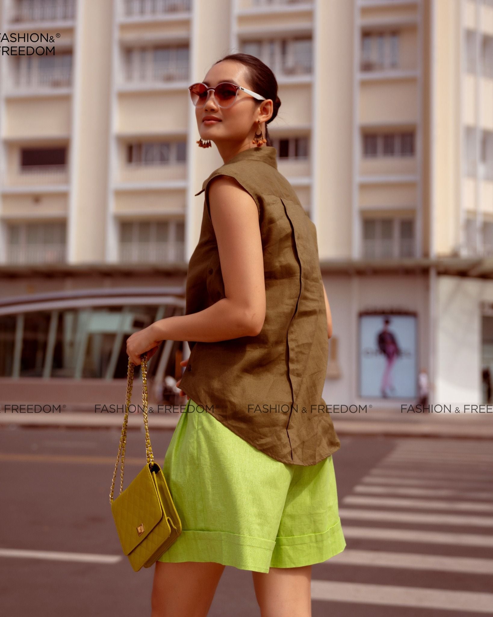 Áo Kiểu Linen Rêu Đậm Autumn Charm