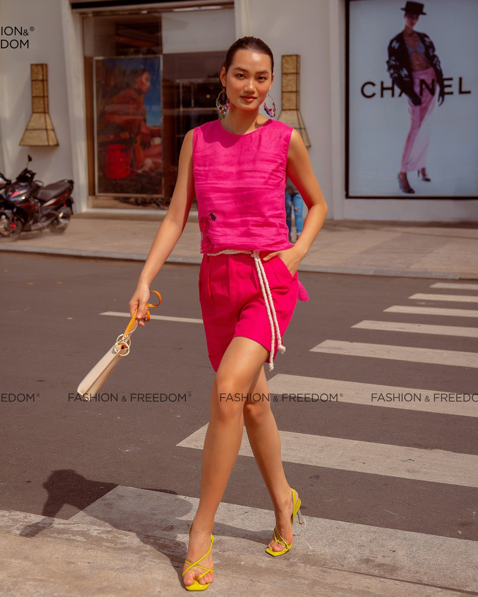 Quần Short Linen Hồng Sen Autumn Charm