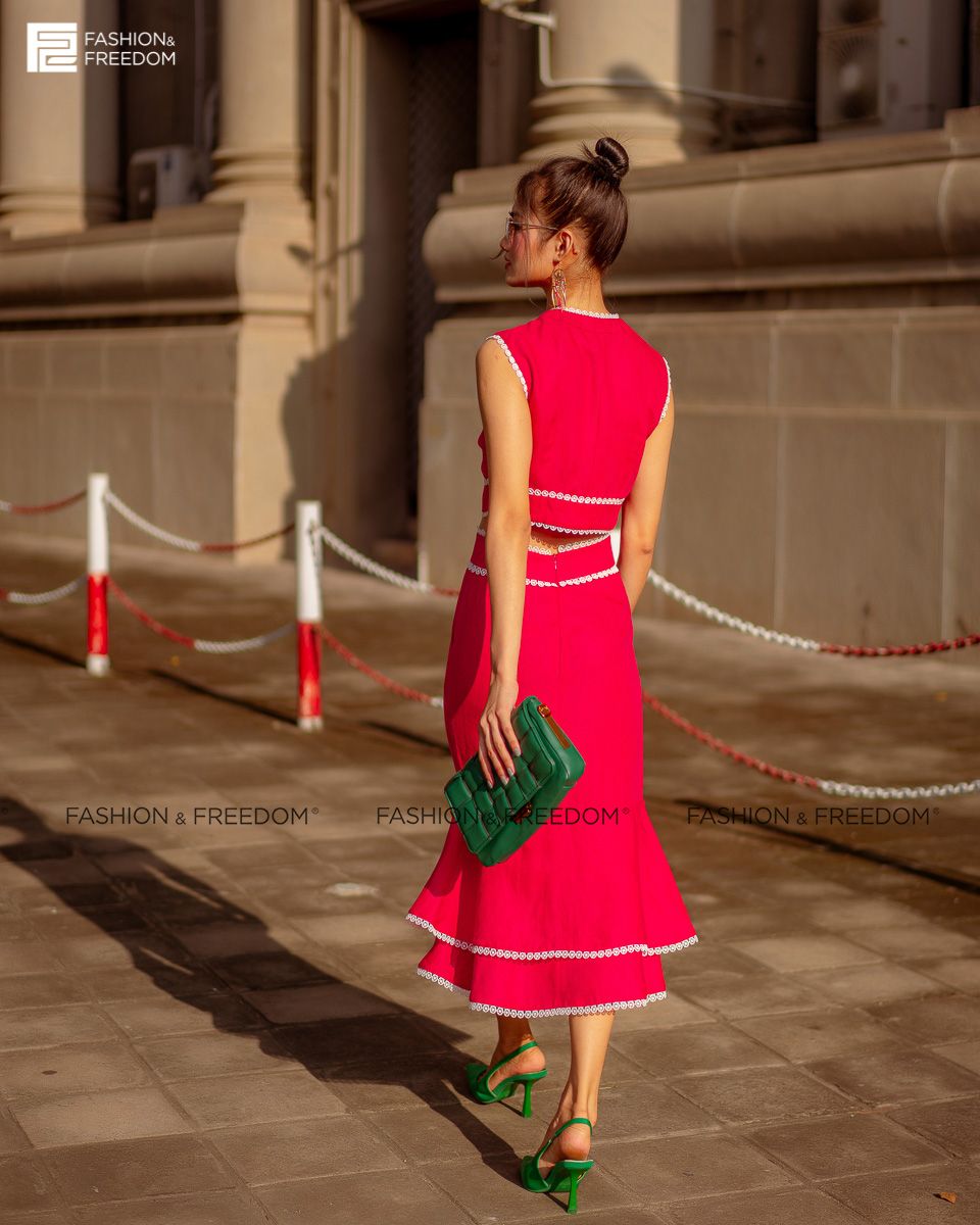 Chân Váy Linen Hồng Sen Fall Muse