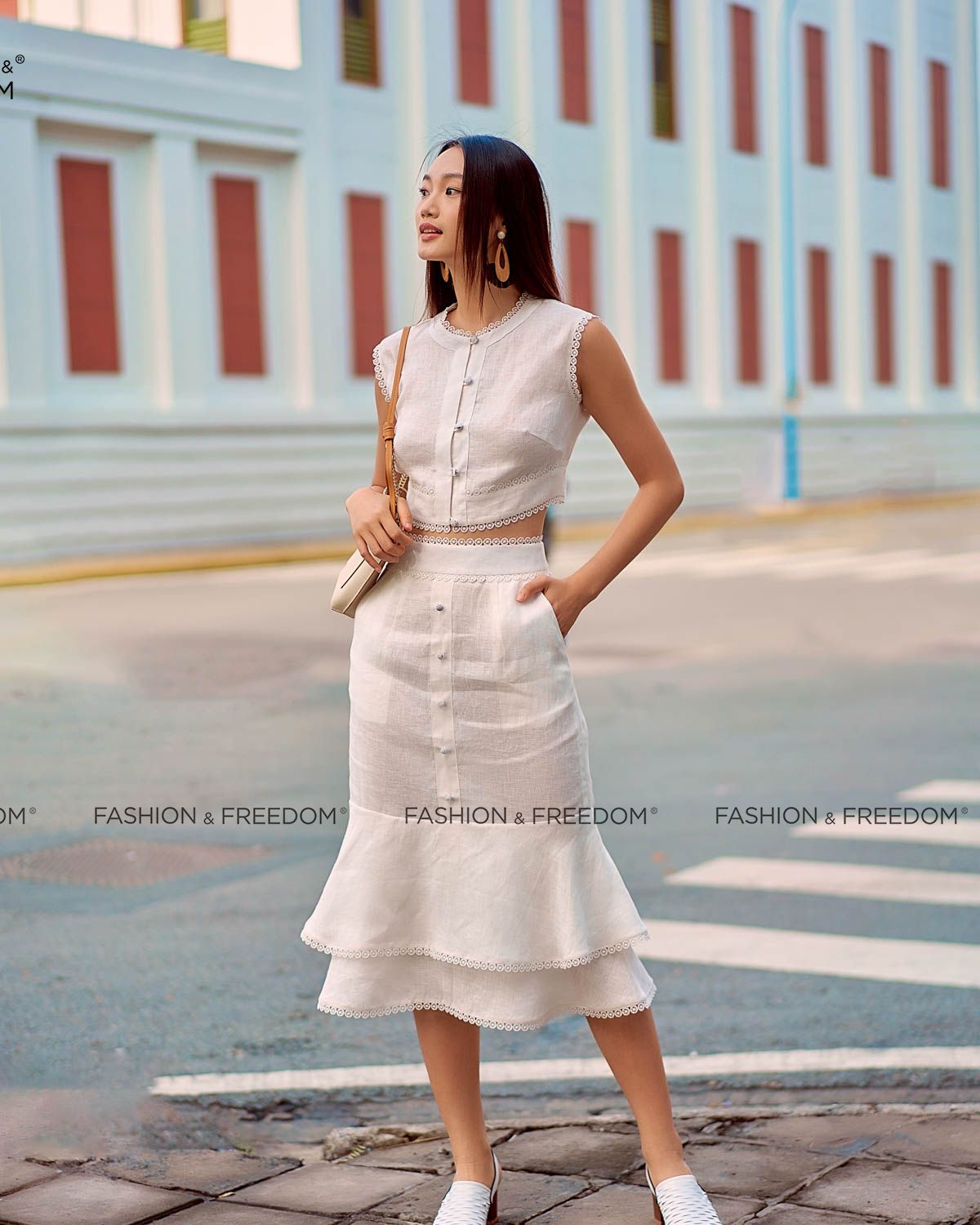 Chân Váy Linen Trắng Summer Muse