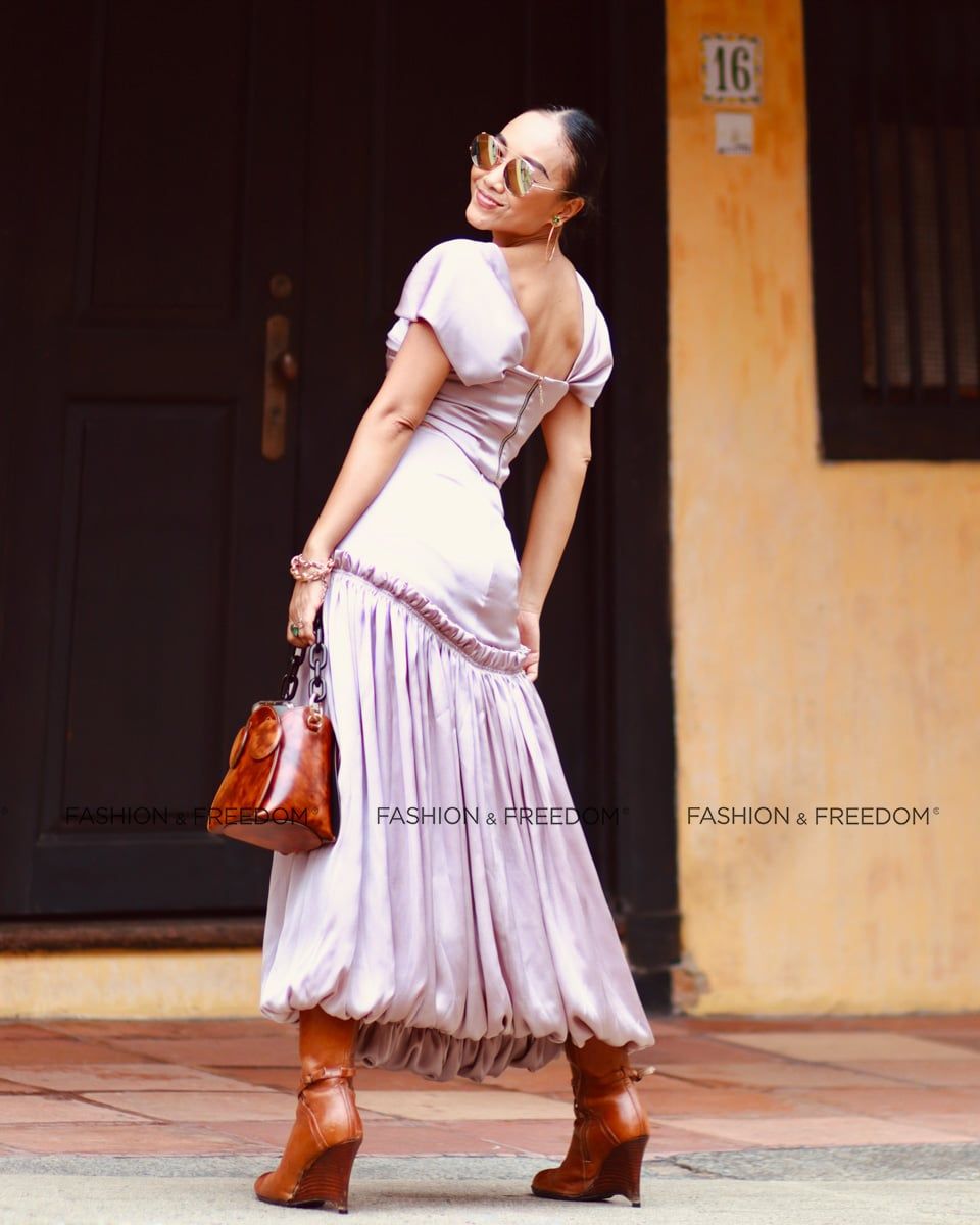 Chân Váy Lụa Tím Nhạt Chocolate Fall In Love