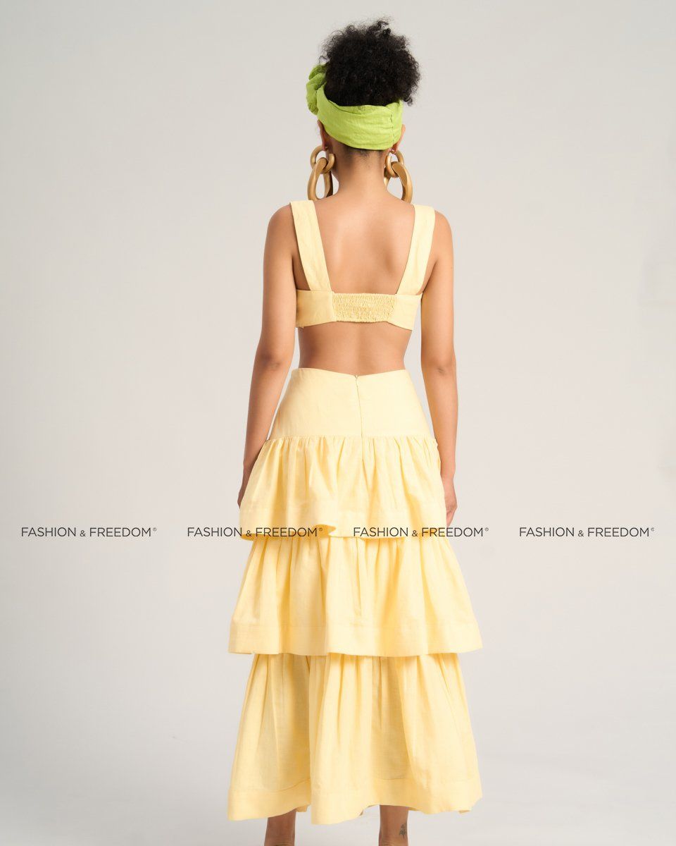 Áo Kiểu Nữ Linen Vàng Sắc Màu Tự Do