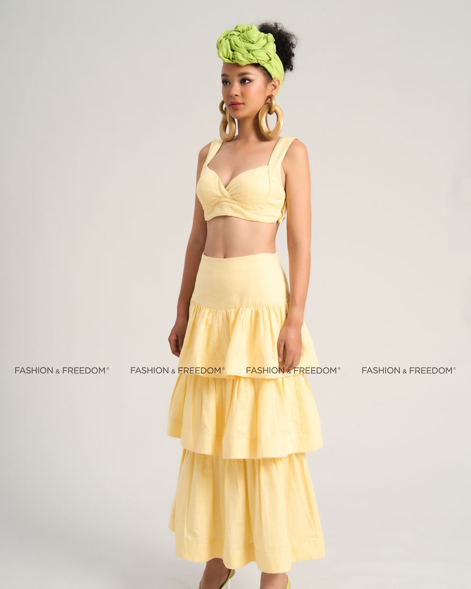 Chân Váy Nữ Linen Vàng Sắc Màu Tự Do