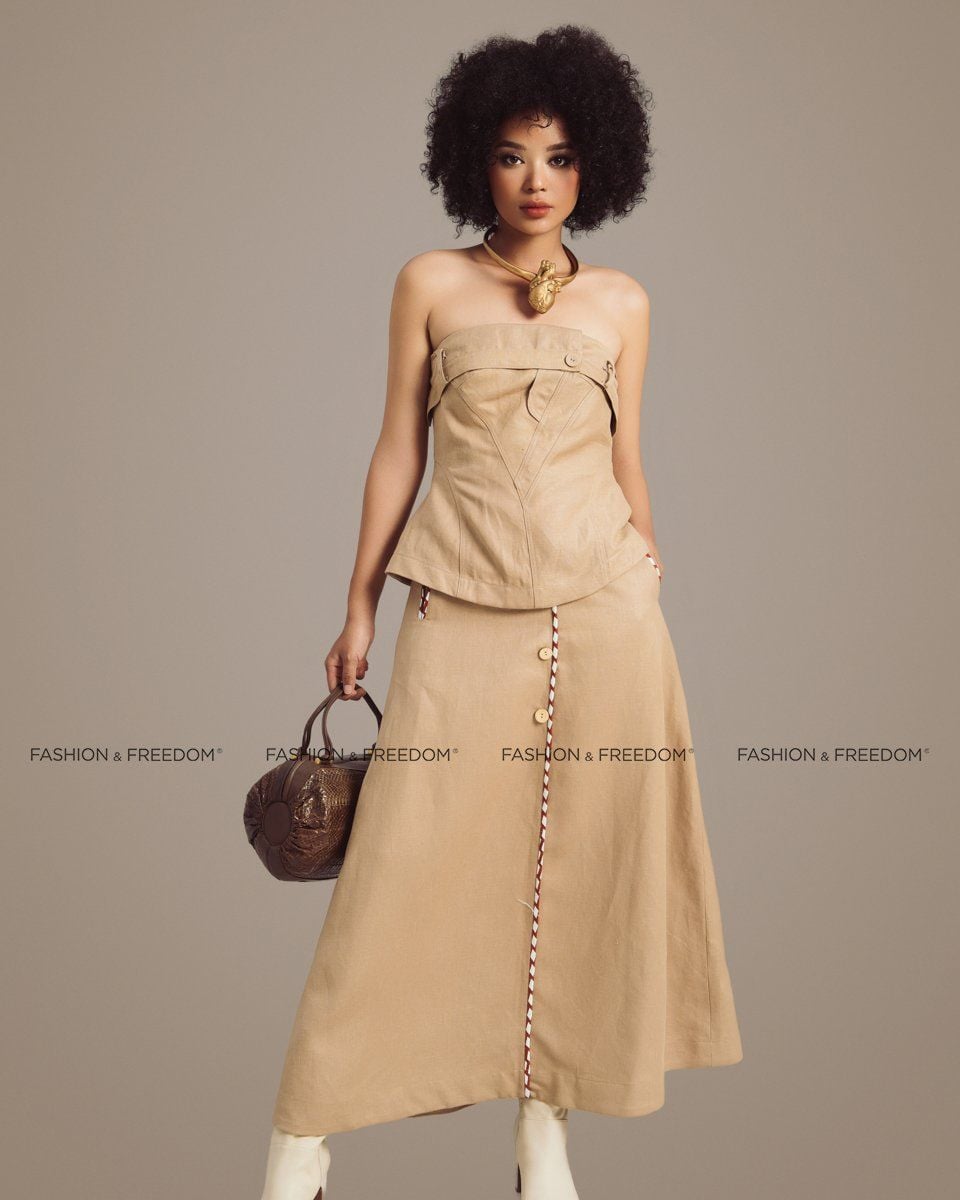 Chân Váy Linen Nâu Cà Phê Sắc Màu Tự Do