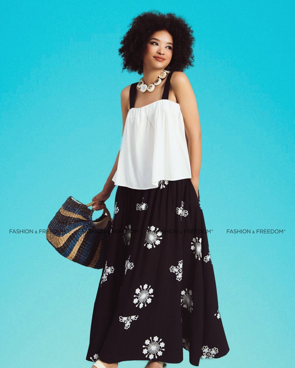 Chân Váy Nữ Cotton Đũi Đen Trắng Sắc Màu Tự Do