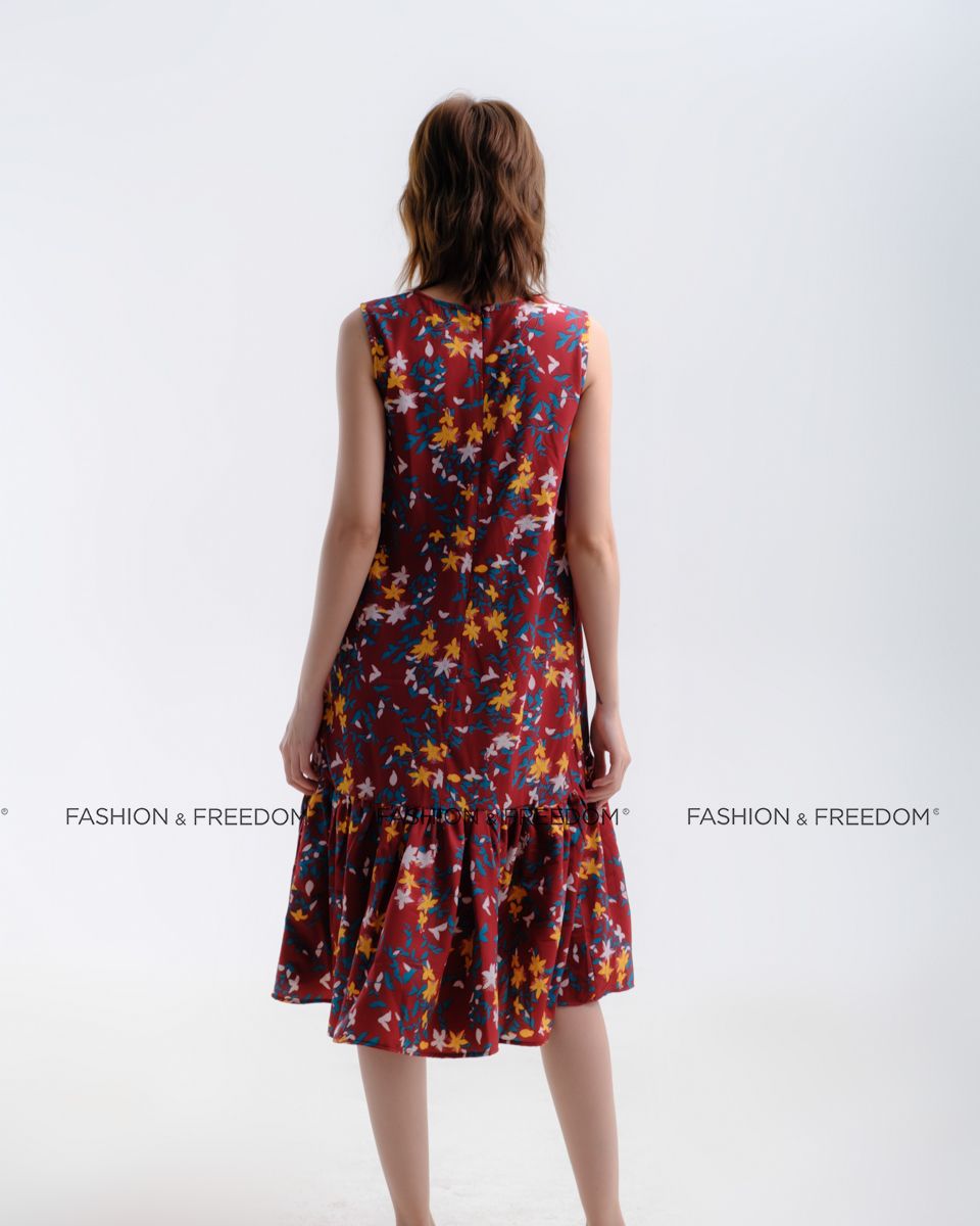 Đầm Lụa Đỏ Hoa