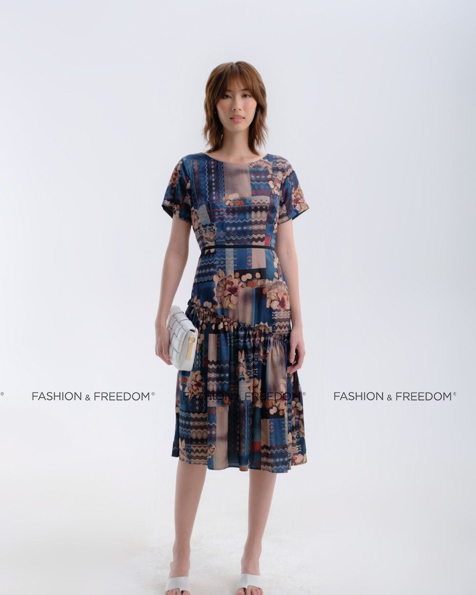 Đầm Lụa Xanh Nâu